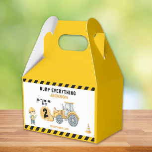 "Little Builder– Construction Truck 2nd Birthday Favor Boxes