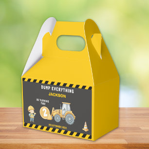 "Little Builder– Construction Truck 2nd Birthday Favor Boxes