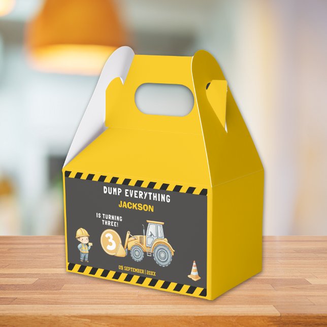 "Little Builder– Construction Truck 3rd Birthday Favor Boxes (Creator Uploaded)