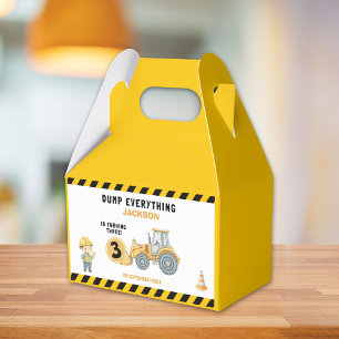"Little Builder– Construction Truck 3rd Birthday Favor Boxes
