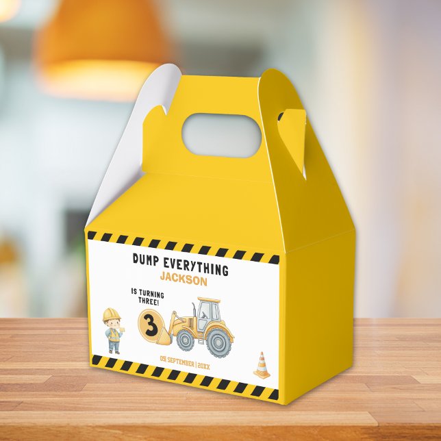 "Little Builder– Construction Truck 3rd Birthday Favor Boxes (Creator Uploaded)