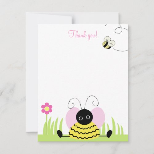 Little Bumble Bee 4x5 Flat Thank you note Personalized Invites