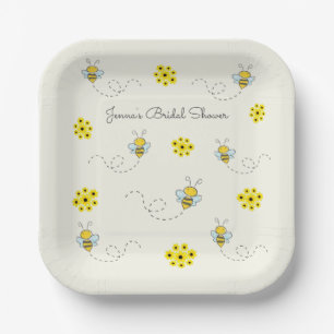 Little Bumble Bee and Flowers Paper Plates