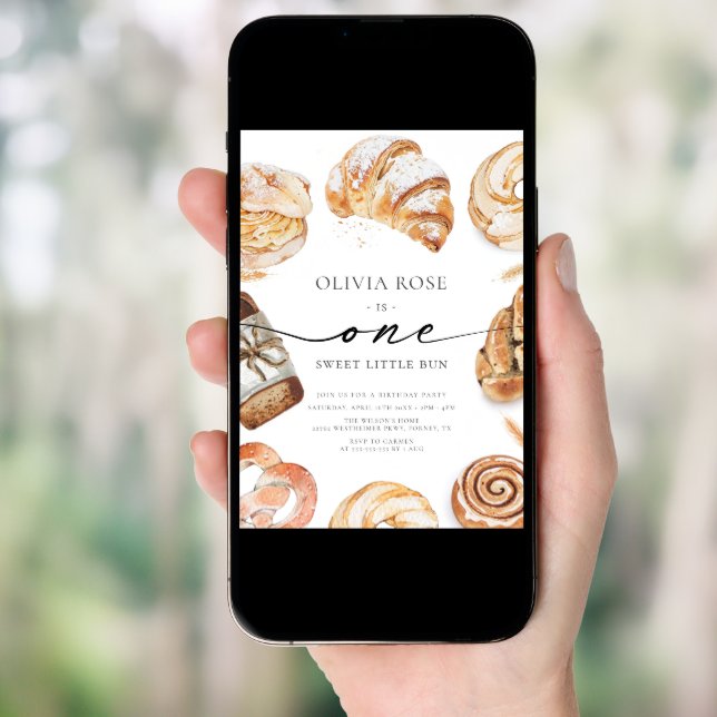 Little Bun 1st Birthday Invitation (Front Digital)