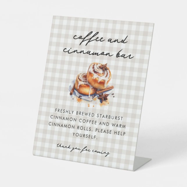 Little Bun in the Oven Baby Shower Coffee Bar  Pedestal Sign (Front)