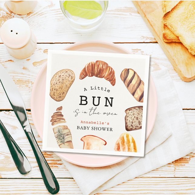 Little Bun in the Oven Bakery Pastries Baby Shower Napkins (Creator Uploaded)