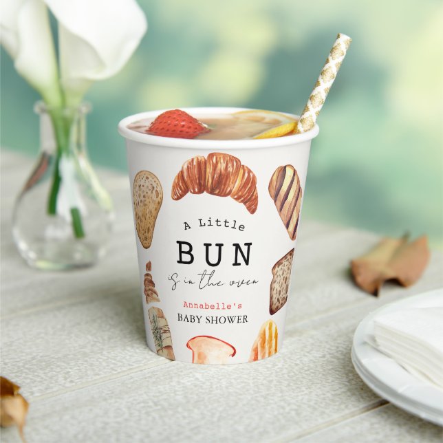 Little Bun in the Oven Bakery Pastries Baby Shower Paper Cups (Insitu)