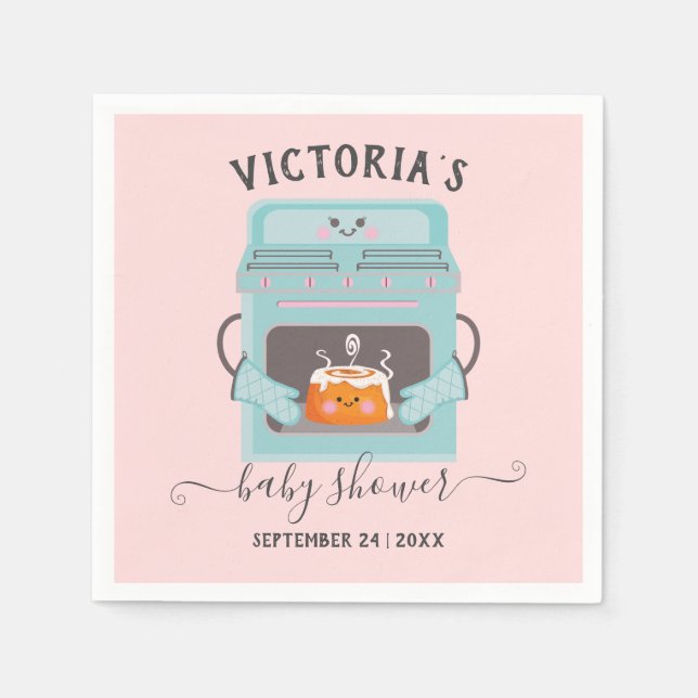 Little Bun in the Oven boy or girl baby shower Napkins (Front)