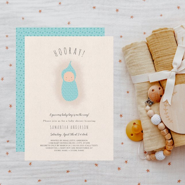 Little Bundle boy Baby Shower Invitation (Creator Uploaded)