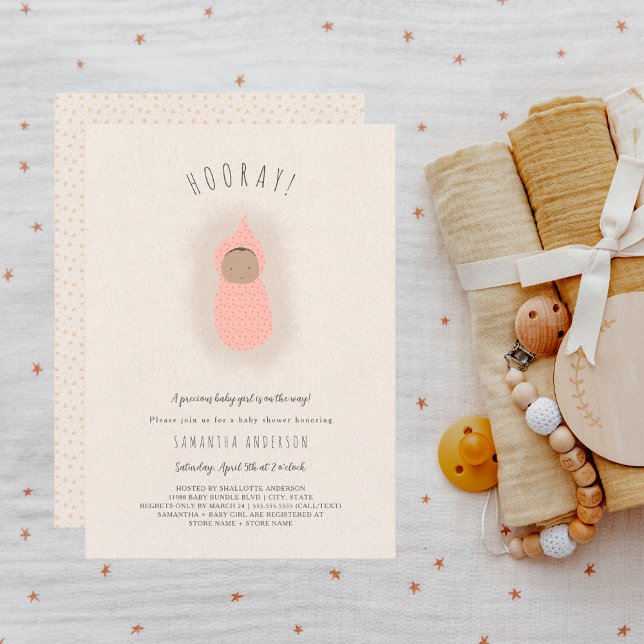 Little Bundle girl Baby Shower Invitation (Creator Uploaded)