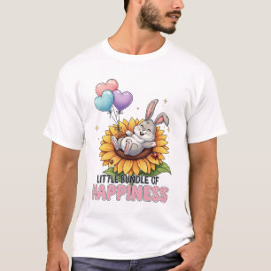Little Bundle of Happiness Cute Bunny on Sunflower T-Shirt