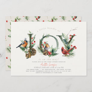 Little Bundle of Joy Birds Beige Baby Shower Invitation