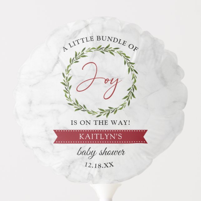 Little Bundle Of Joy Christmas Baby Shower Balloon (Front)