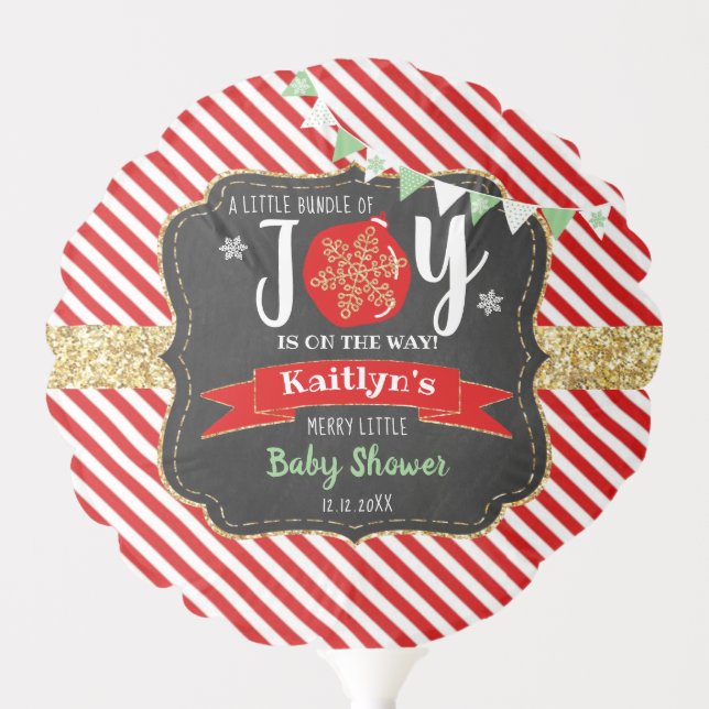 "Little Bundle Of Joy" Christmas Baby Shower Balloon (Front)