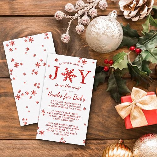 Little Bundle Of Joy Christmas Baby Shower Book Enclosure Card