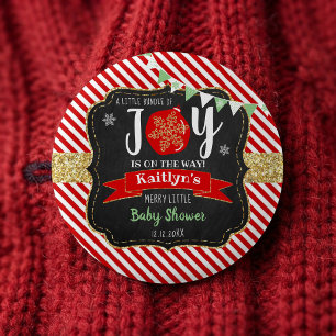 "Little Bundle Of Joy" Christmas Baby Shower Button