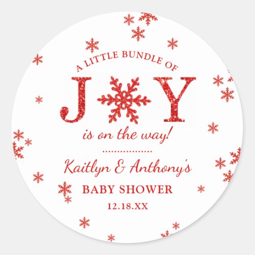 Little Bundle Of Joy Christmas Baby Shower Classic Round Sticker