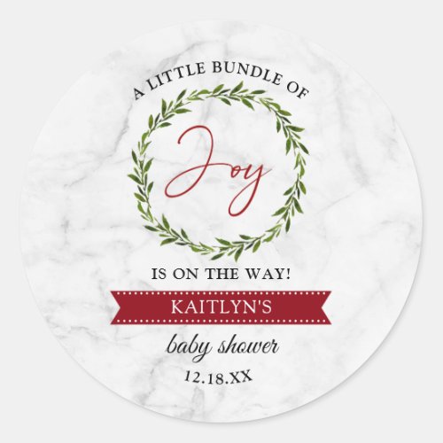 Little Bundle Of Joy Christmas Baby Shower Classic Round Sticker