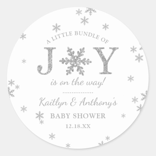 Little Bundle Of Joy Christmas Baby Shower Classic Round Sticker