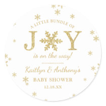 Little Bundle Of Joy Christmas Baby Shower Classic Round Sticker