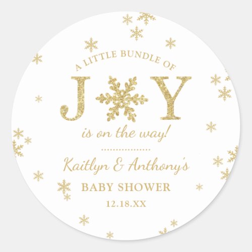 Little Bundle Of Joy Christmas Baby Shower Classic Round Sticker