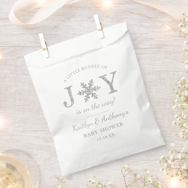 Little Bundle Of Joy Christmas Baby Shower Favor Bag (Clipped)