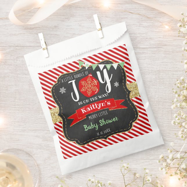 "Little Bundle Of Joy" Christmas Baby Shower Favor Bag (Clipped)