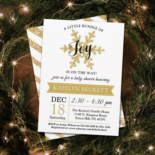 Little Bundle Of Joy Christmas Baby Shower Invitation