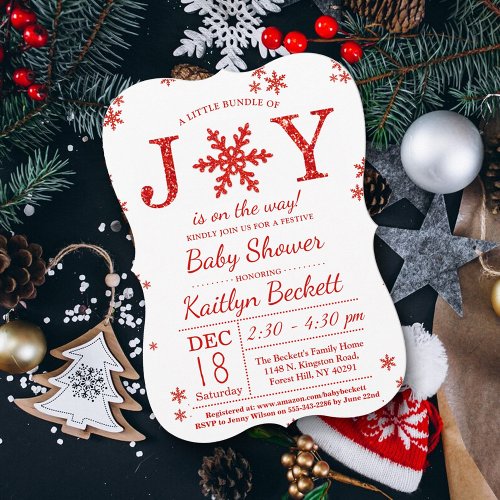 Little Bundle Of Joy Christmas Baby Shower Invitation