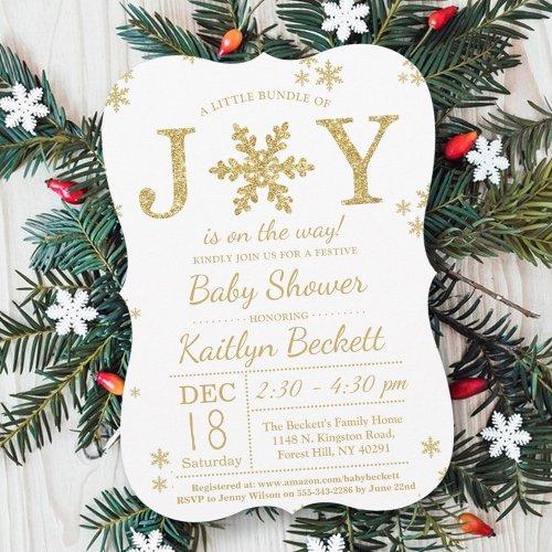 Little Bundle Of Joy Christmas Baby Shower Invitation