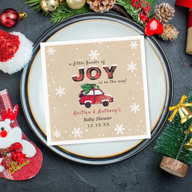 Little Bundle of Joy | Christmas Baby Shower Napkins (Creator Uploaded)