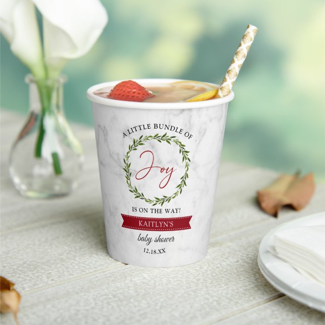 Little Bundle Of Joy Christmas Baby Shower Paper Cups (Insitu)