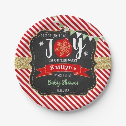 Little Bundle Of Joy Christmas Baby Shower Paper Plates