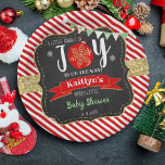 "Little Bundle Of Joy" Christmas Baby Shower Paper Plates<br><div class="desc">Celebrate in style with these trendy baby shower paper plates. The design is easy to personalize with your own wording and your family and friends will be thrilled when they see these fabulous party plates.</div>