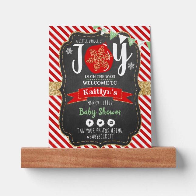 "Little Bundle Of Joy" Christmas Baby Shower Picture Ledge (Front)