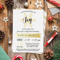 Little Bundle Of Joy Christmas Baby Shower Real Foil Invitation