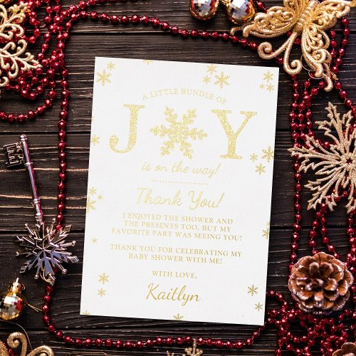 Little Bundle Of Joy Christmas Baby Shower Real Foil Invitation