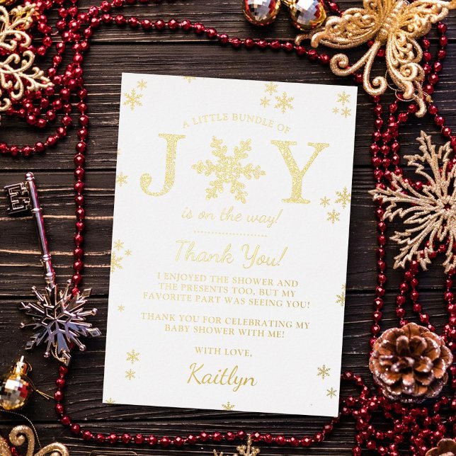 Little Bundle Of Joy Christmas Baby Shower Real Foil Invitation (Creator Uploaded)