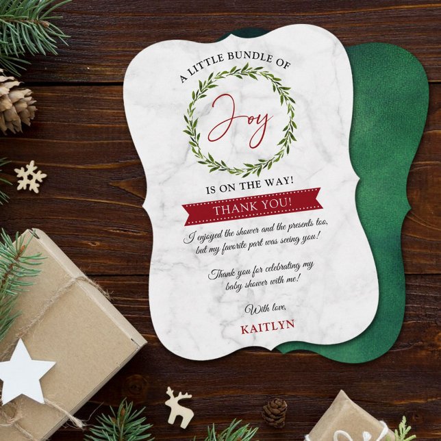 Little Bundle Of Joy Christmas Baby Shower Thank You Card (Creator Uploaded)