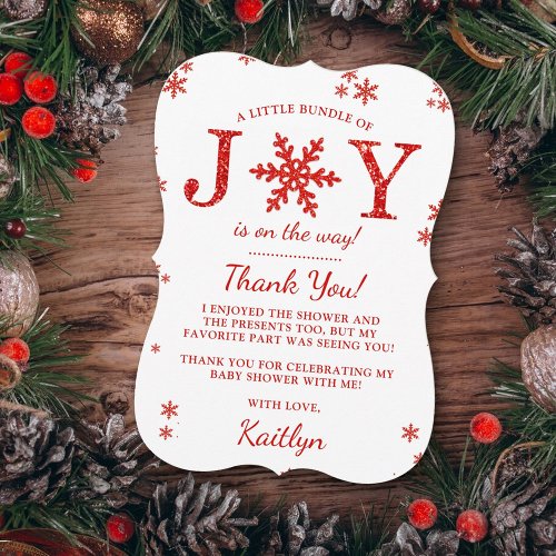 Little Bundle Of Joy Christmas Baby Shower Thank You Card