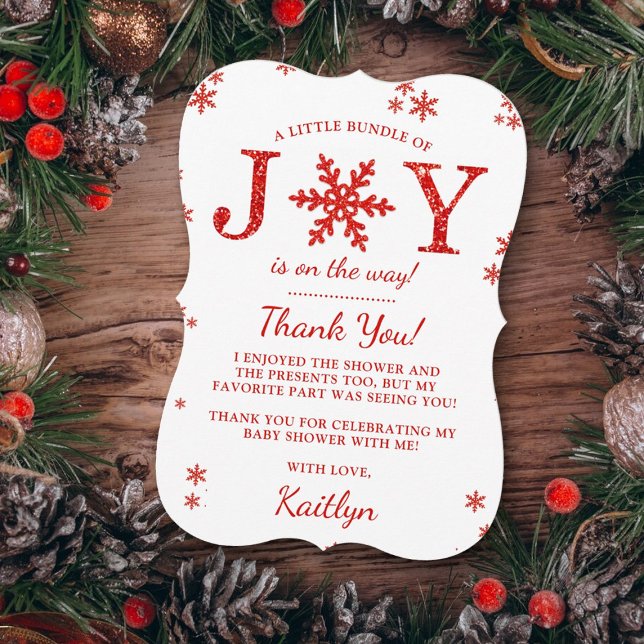 Little Bundle Of Joy Christmas Baby Shower Thank You Card (Creator Uploaded)