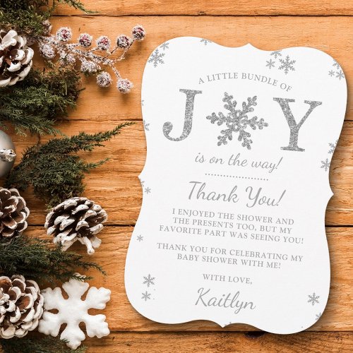 Little Bundle Of Joy Christmas Baby Shower Thank You Card