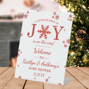 Little Bundle Of Joy Christmas Baby Shower Welcome Pedestal Sign