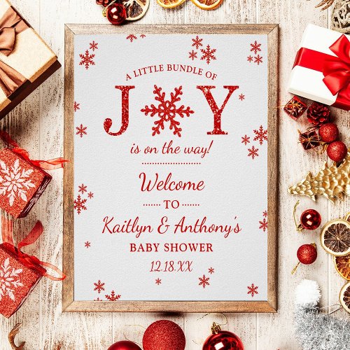 Little Bundle Of Joy Christmas Baby Shower Welcome Poster