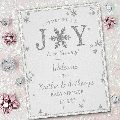 Little Bundle Of Joy Christmas Baby Shower Welcome Poster