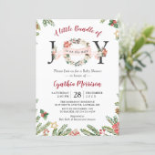 Little Bundle of JOY Christmas Floral Baby Shower Invitation (Standing Front)