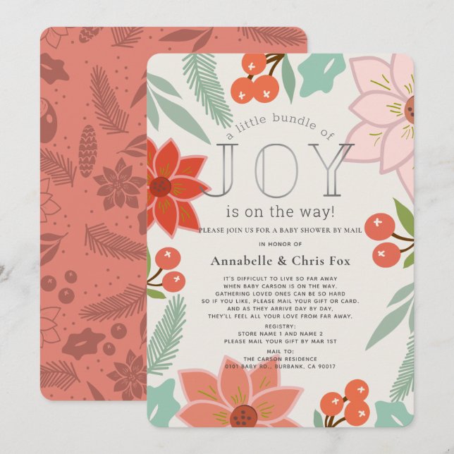 Little Bundle of Joy Floral Baby Shower by Mail Invitation (Front/Back)