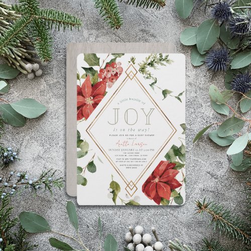 Little Bundle of Joy Holiday Floral Baby Shower Invitation