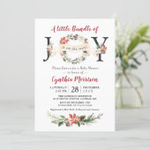 Little Bundle of JOY Poinsettia Floral Baby Shower Invitation (Standing Front)