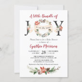 Little Bundle of JOY Poinsettia Floral Baby Shower Invitation (Front)